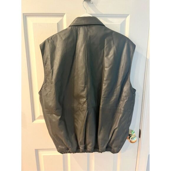 Vintage Zerimar Mens Gray Leather Retro Utility Vest sz 54 3XL EUC - Picture 6 of 6